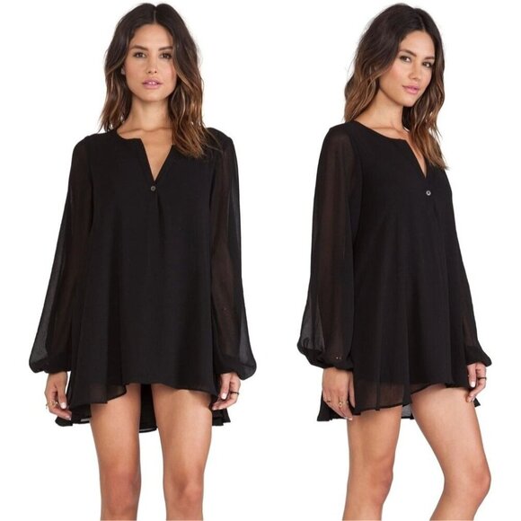 Show Me Your Mumu Shirt Women Small Black Chiffon Jamie Tunic Whimsigoth‎ Flowy - Picture 1 of 11